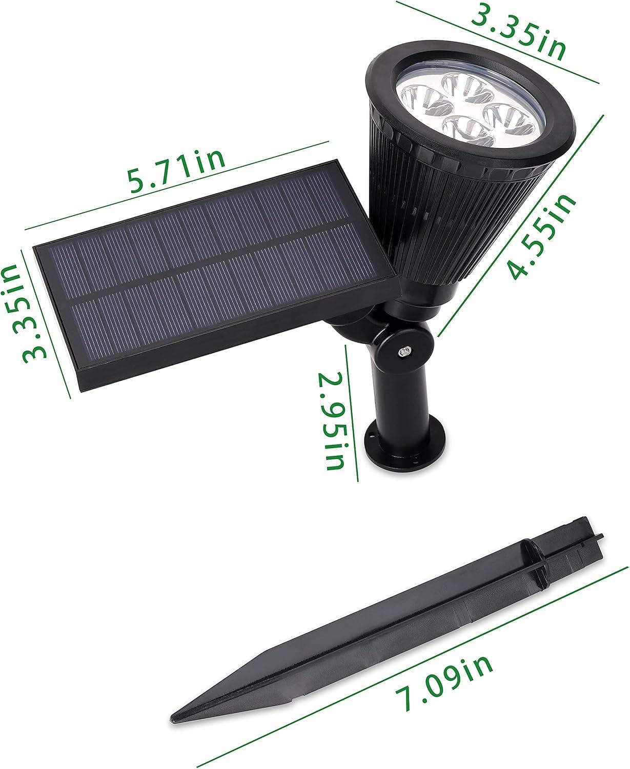 Black Solar Powered Adjustable LED Landscape Spotlights, 2-Pack