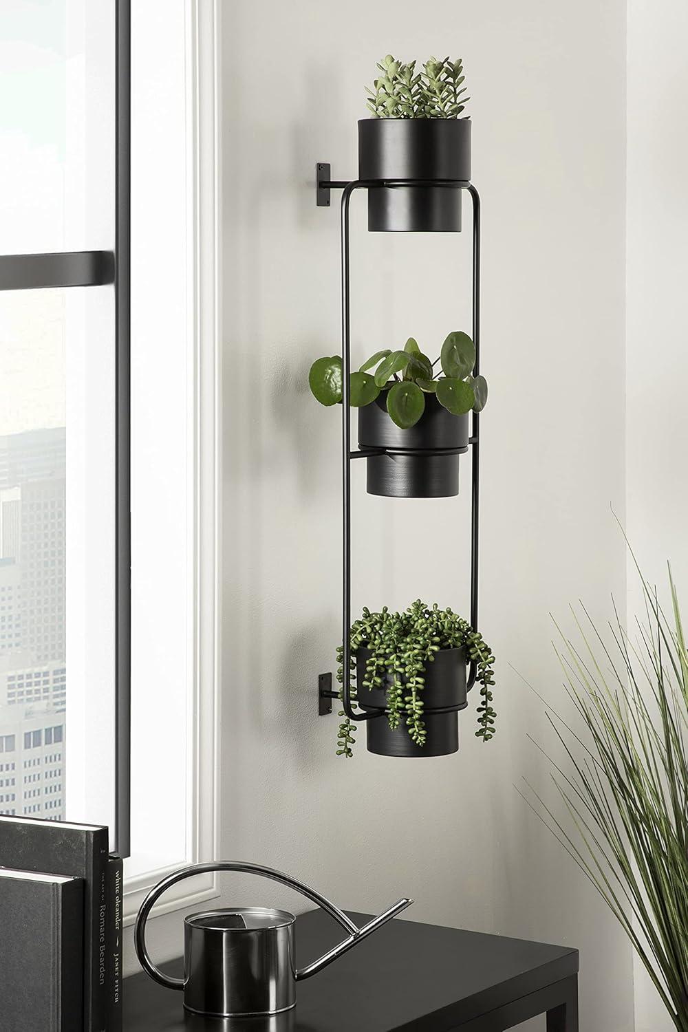 Kate and Laurel Ascher  Metal Hanging Planter, 13x9x36, Black