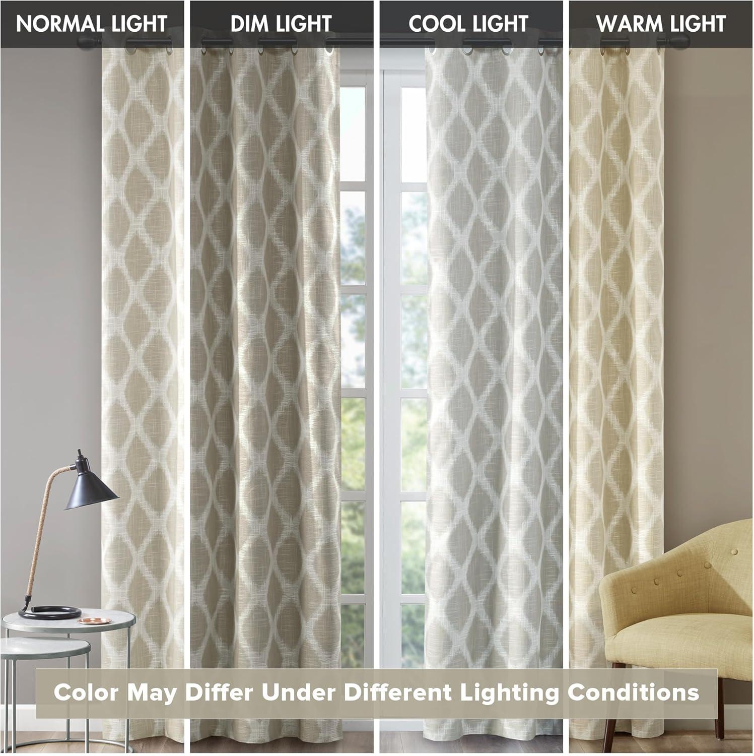 Sun Smart Blakesly Printed Ikat Blackout Patio Curtain - 100x84" - Taupe