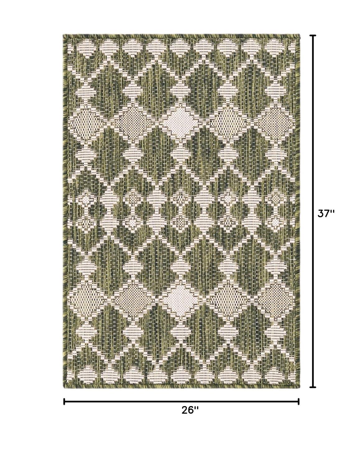 Unique Loom 2' 2 x 3' 0 Indoor Outdoor Trellis Green Area Rug