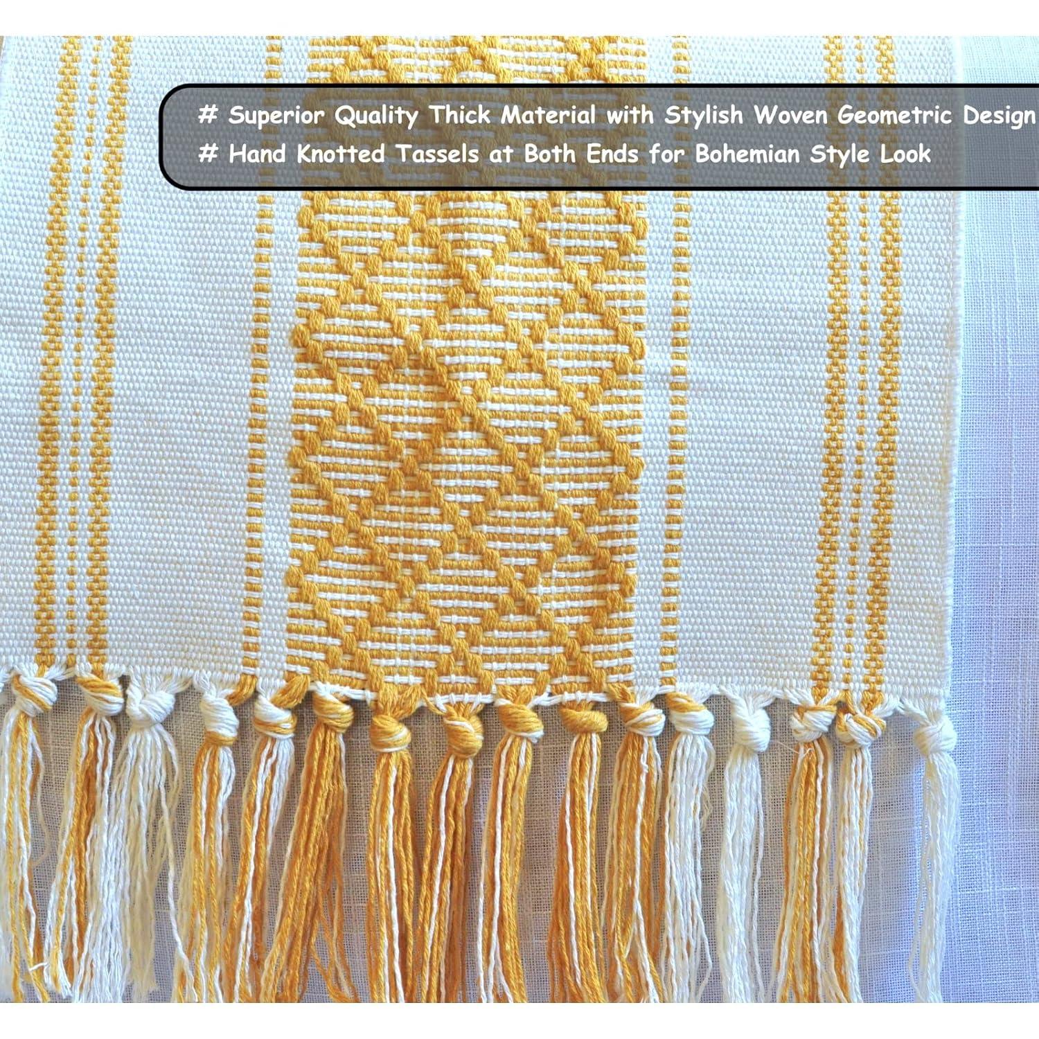 Oveesha Boho Cotton Woven Table Runner With Tassels