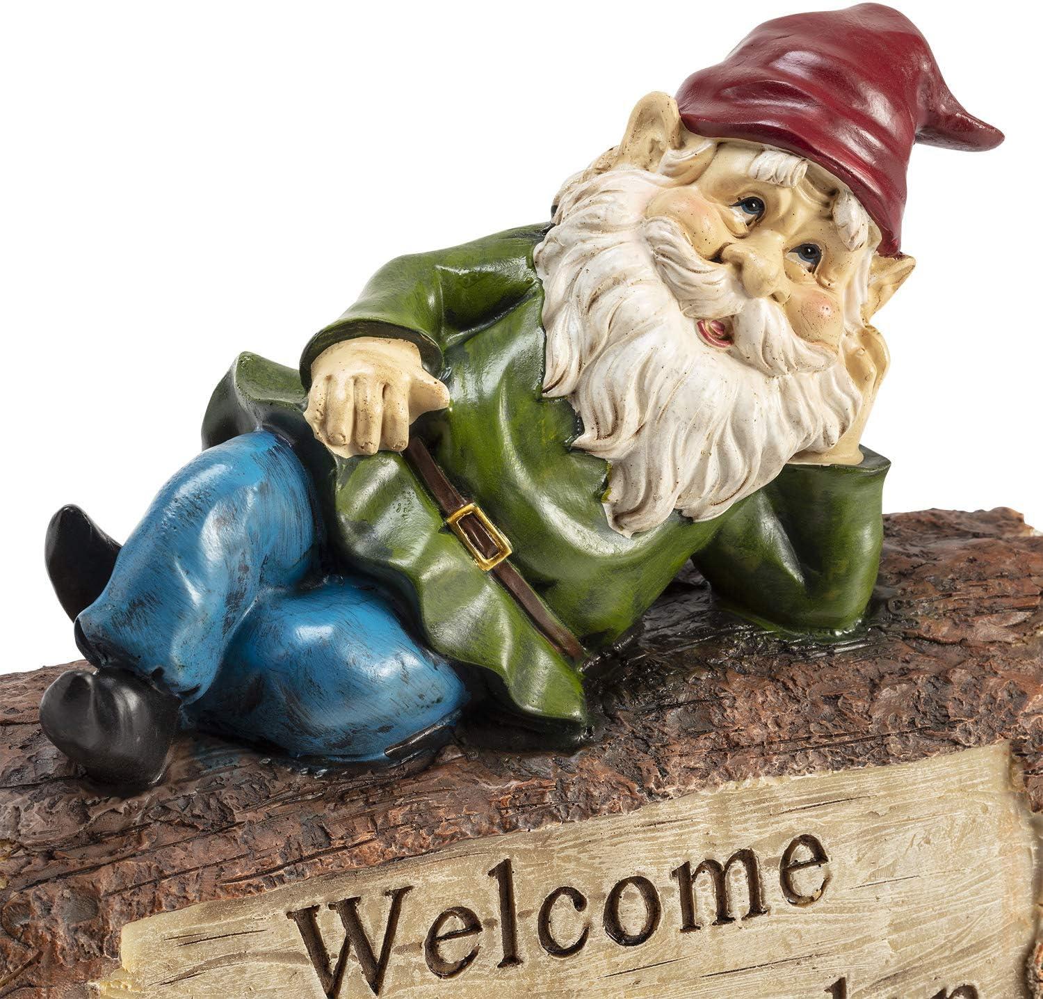 Alpine Corporation Gnome and Welcome Sign Statue