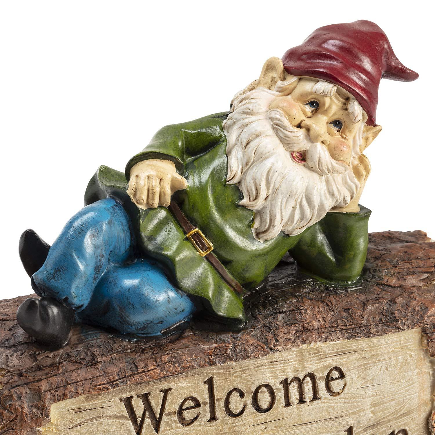 Alpine Corporation Gnome and Welcome Sign Statue