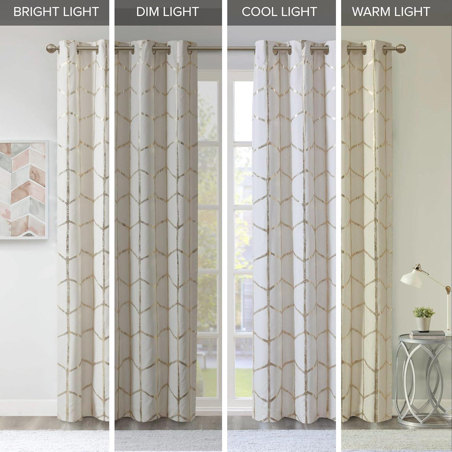 Intelligent Design Raina Geometric Total Blackout Grommet Single Curtain Panel