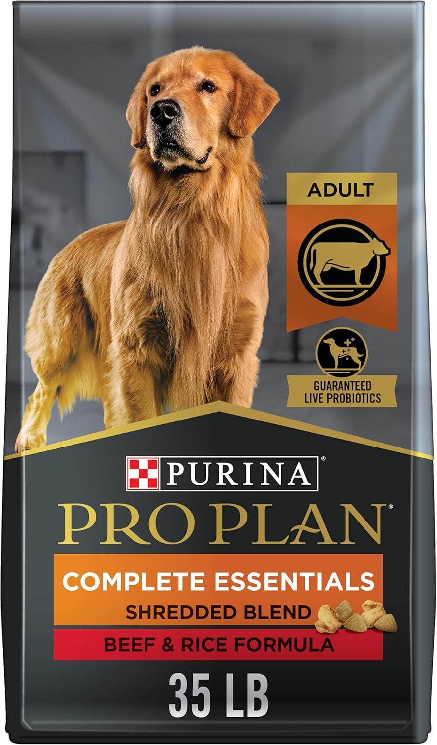 Purina Pro Plan Complete Essentials Shredded Blend Beef and Rice Dry Dog Food Formula with Probiotics for Dogs