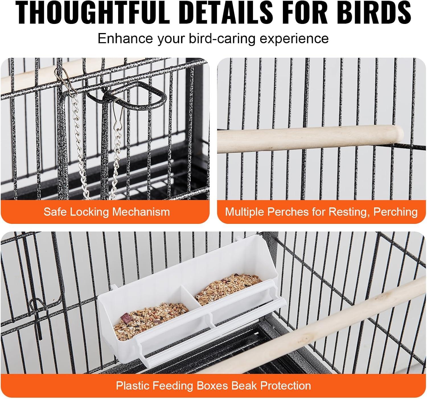 VEVOR Carbon Steel Flight Bird Cage for Parakeets, Cockatiels, Parrots 31*20*52inches