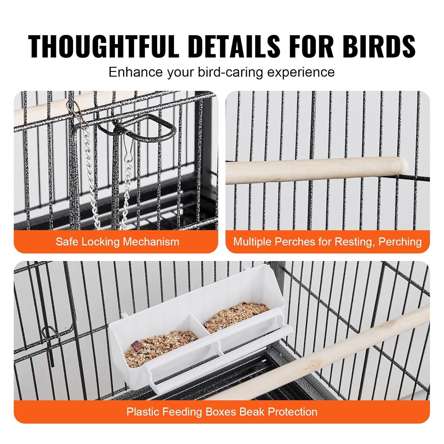 VEVOR Carbon Steel Flight Bird Cage for Parakeets, Cockatiels, Parrots 31*20*52inches