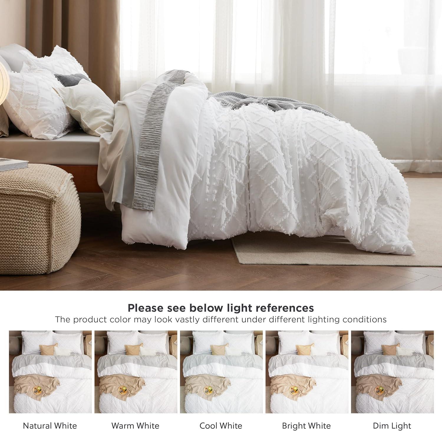 Mustard Yellow Tufted Embroidery Queen Duvet Cover Set