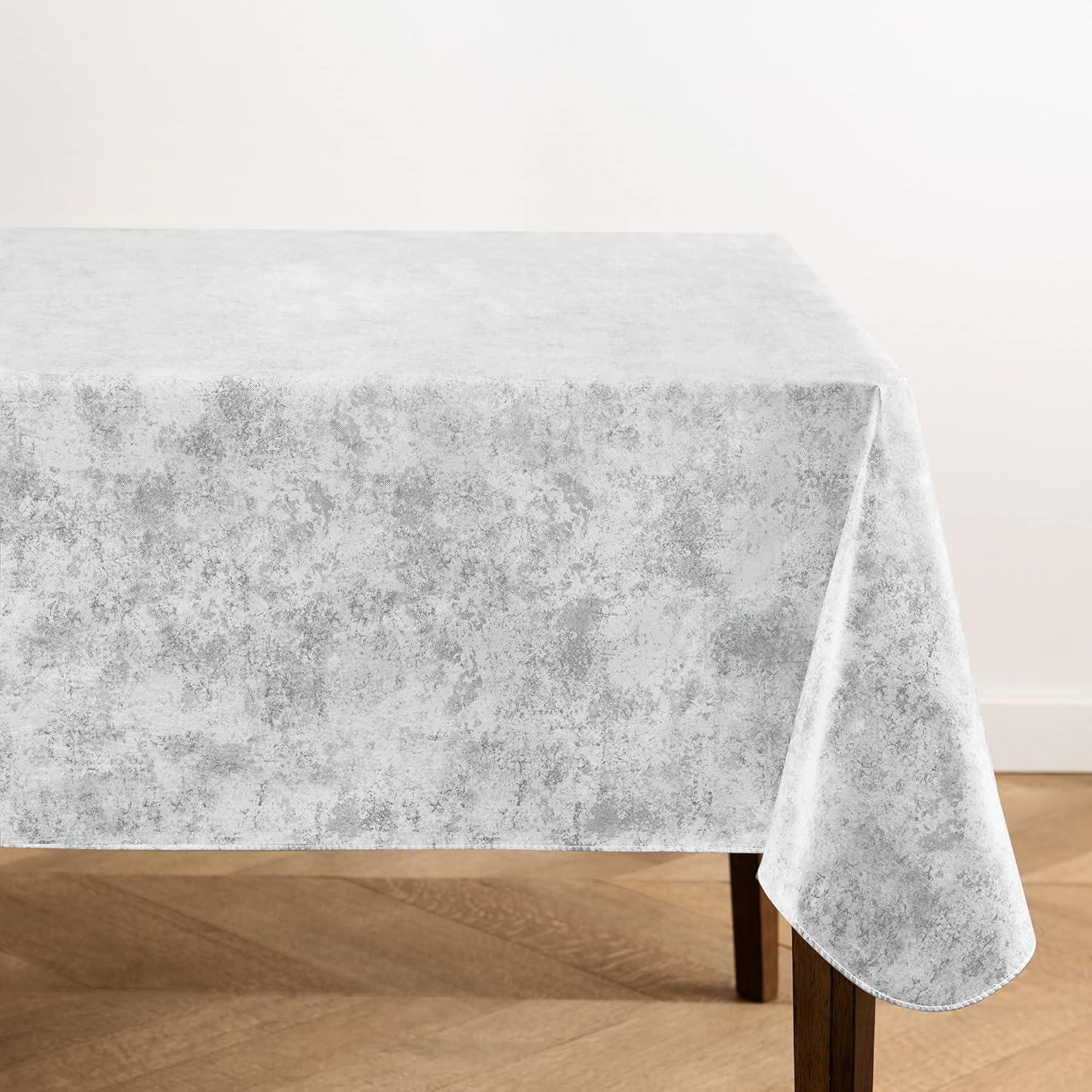 Marble Water- and Stain-Resistant Vinyl Tablecloth with Flannel Backing, 60 Inches X 120 Inches