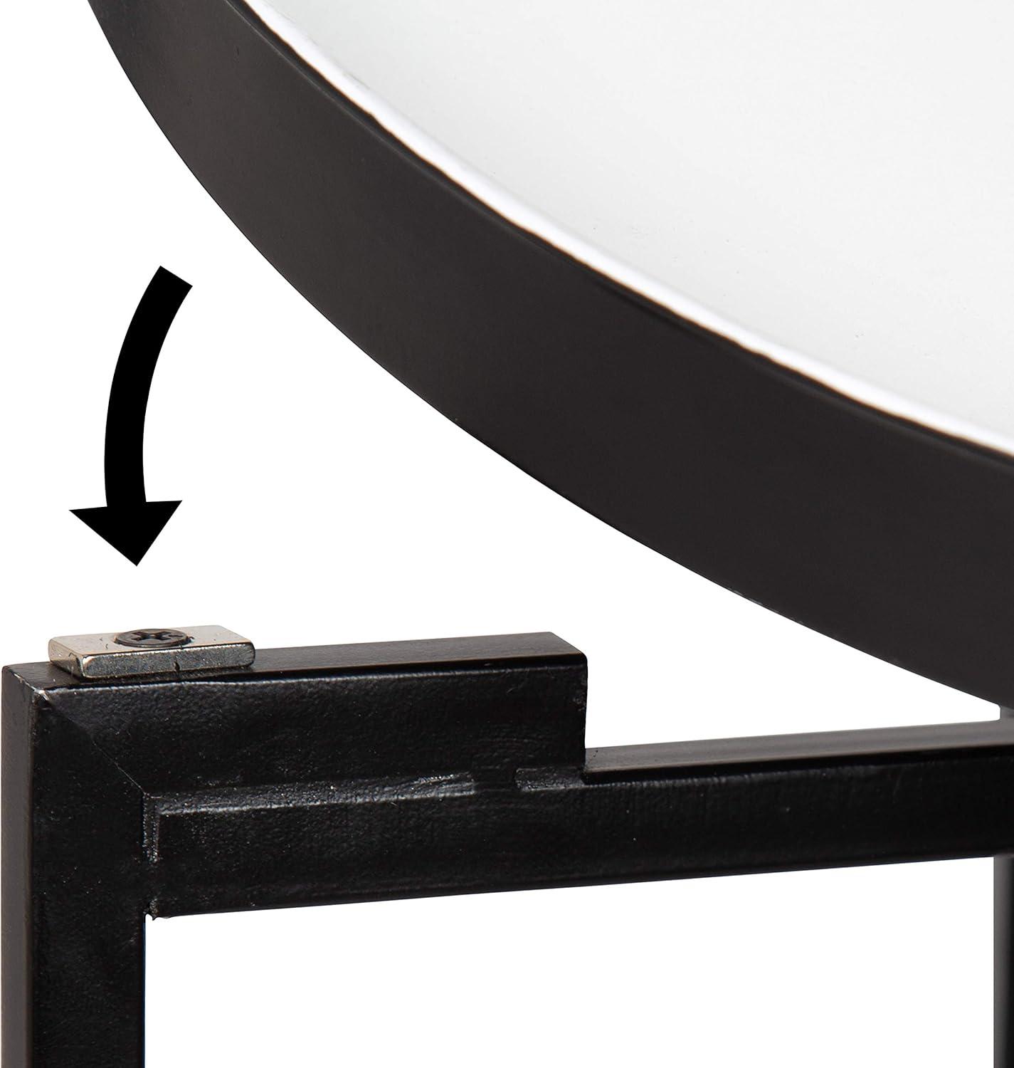 Kate and Laurel Celia Round Metal Tea Table, 14x14x25.75, Black and White