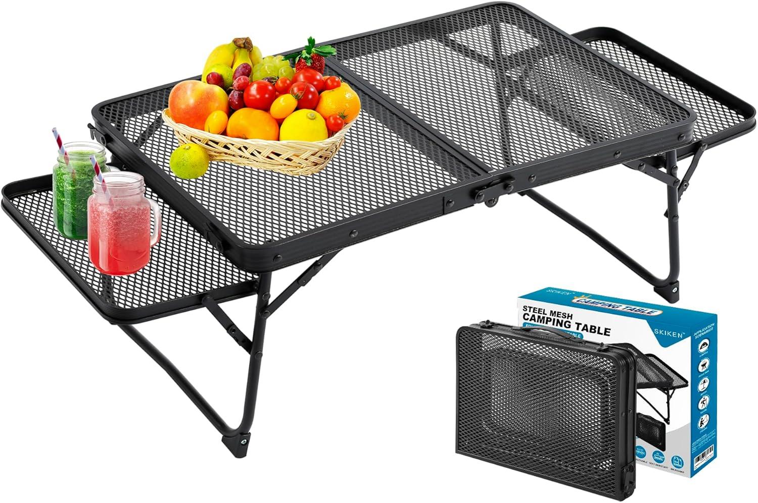 Compact Black Aluminum Folding Camping Coffee Table