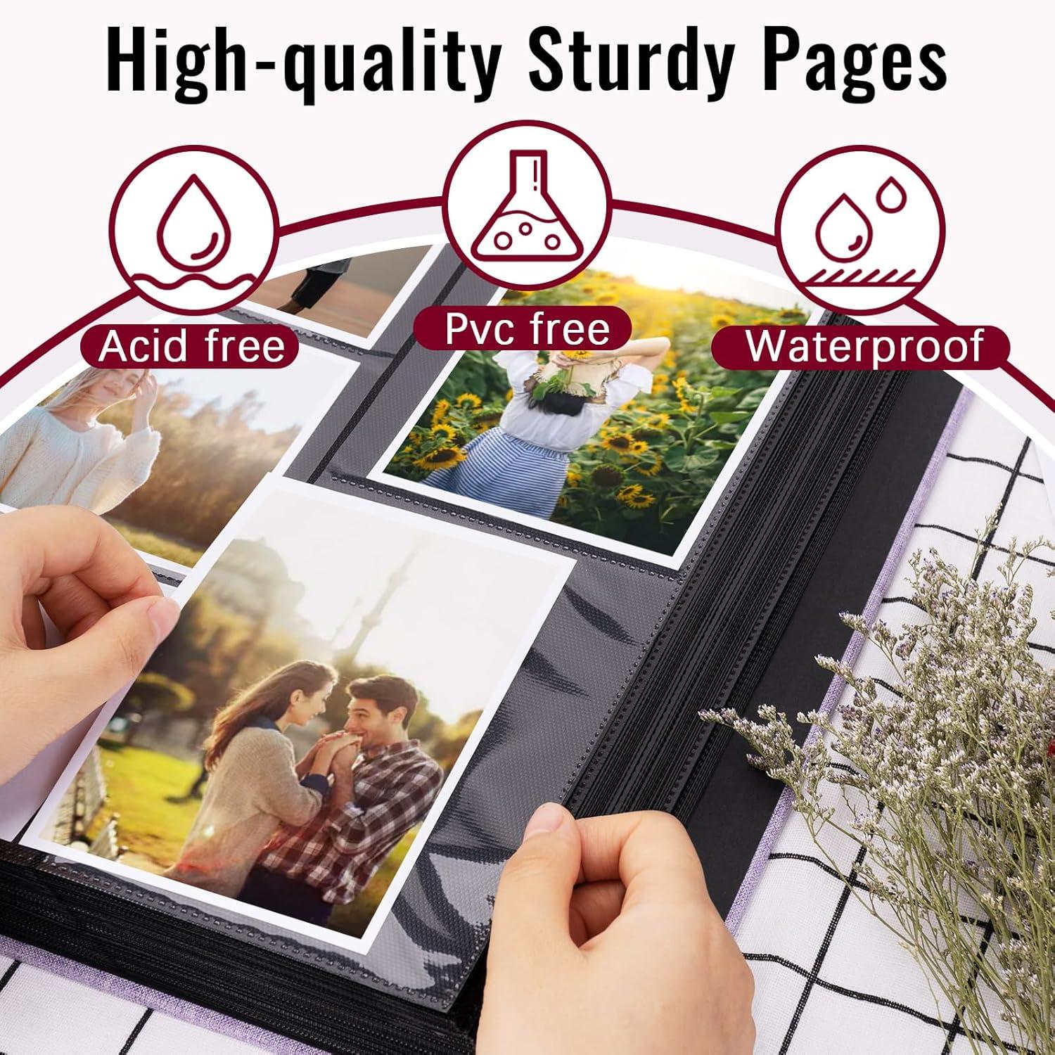 Linen Photo Album 4x6 Large Capacity 1000 Pockets Pictures Fabric Cover Books Albums Wedding School Family Anniversary Baby Memory Engagement Travel Albums(Black, 1000 Pockets)