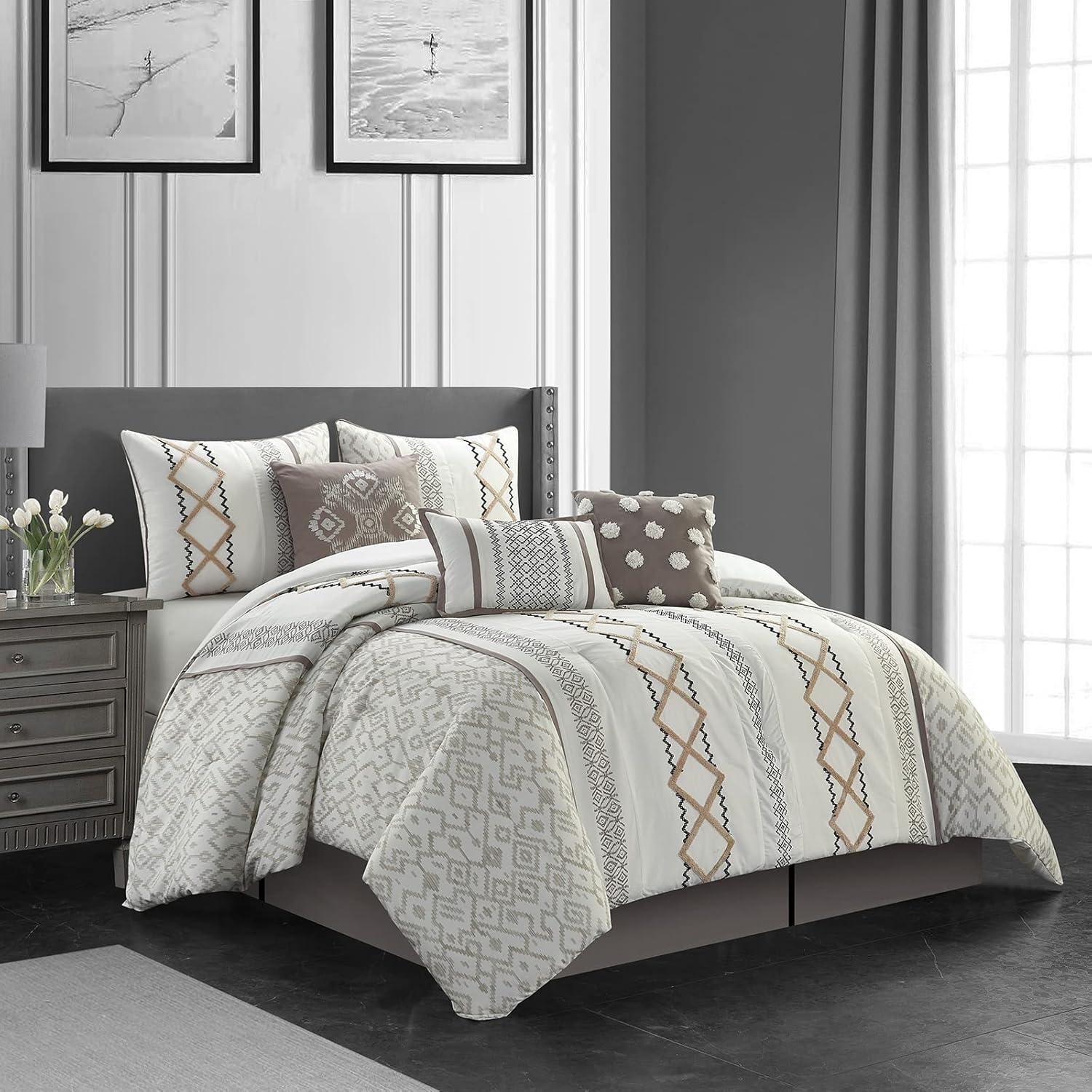 Nanshing America, Inc Anthony Microfiber 7 Piece Comforter Set