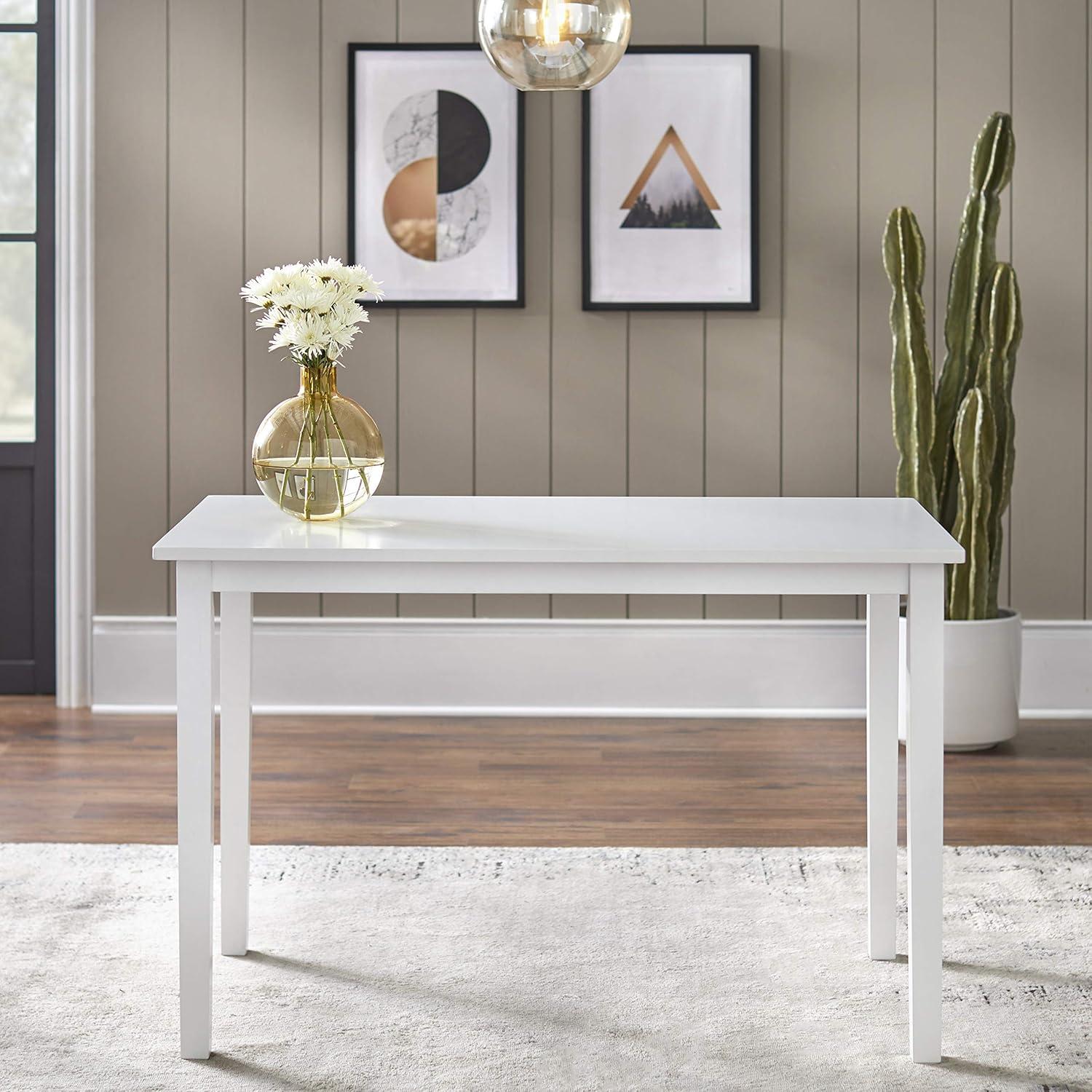 Buylateral Shaker Rectangular Dining Table White: Transitional Style, Rubberwood, 4-Seat