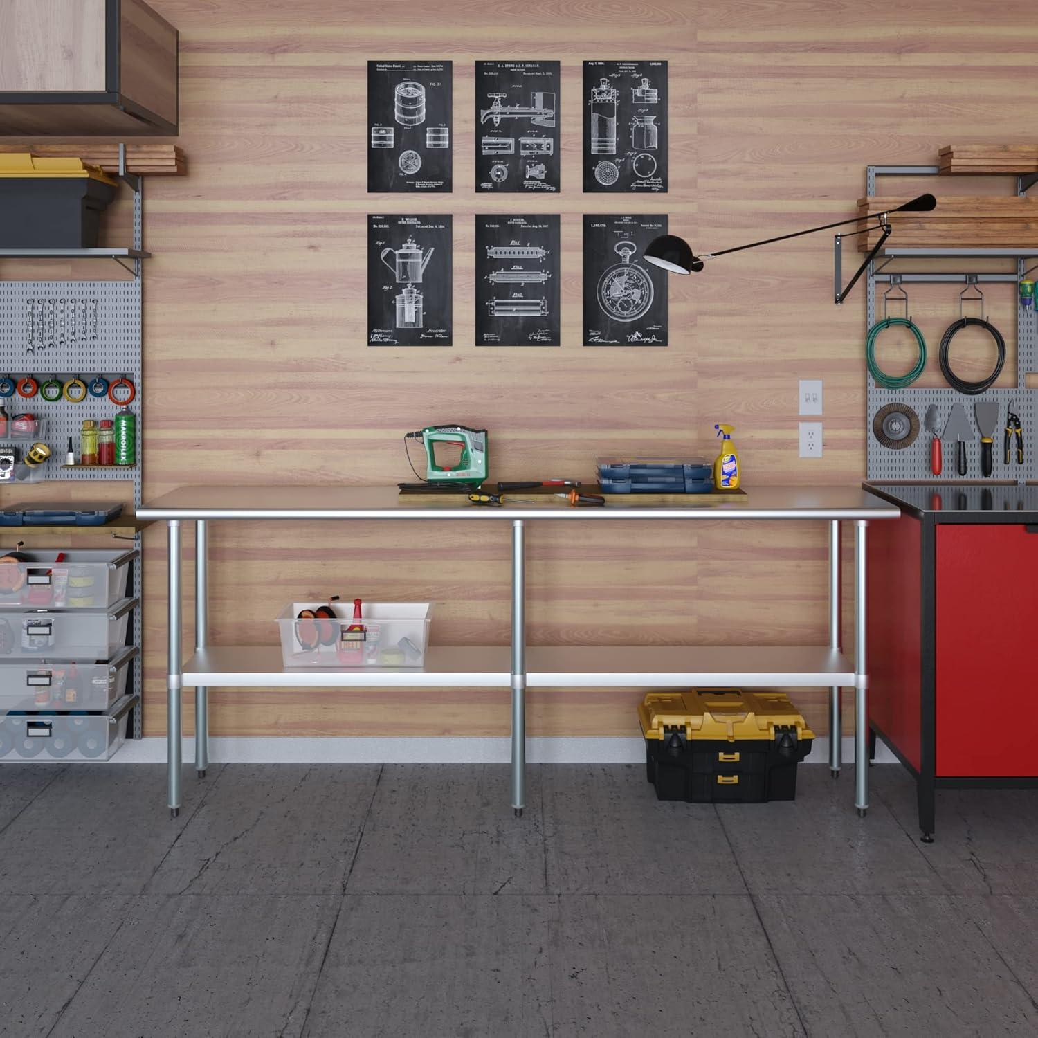 84" Stainless Steel Utility Work Table with Galvanized Undershelves