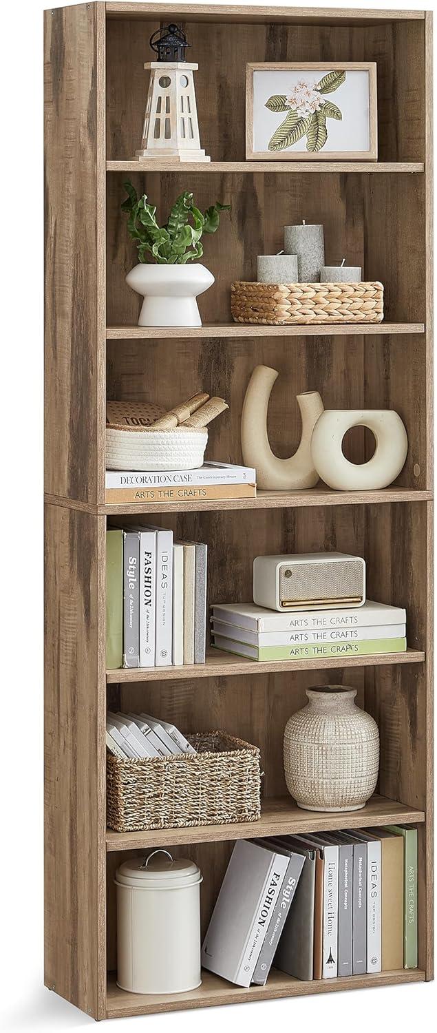 Camel Brown 6-Tier Adjustable Particleboard Bookshelf