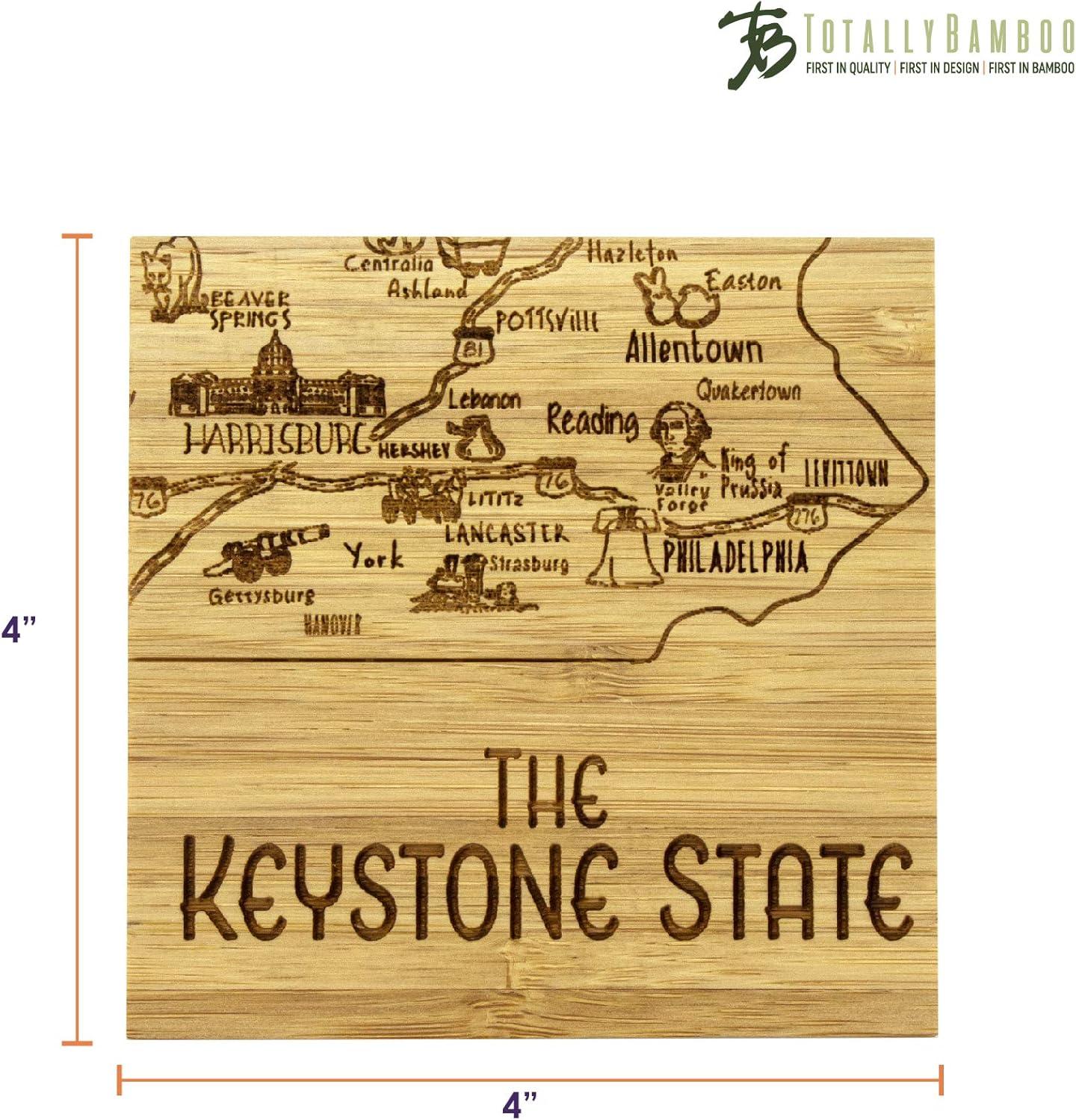 Pennsylvania State Bamboo Puzzle Coaster Set with Case