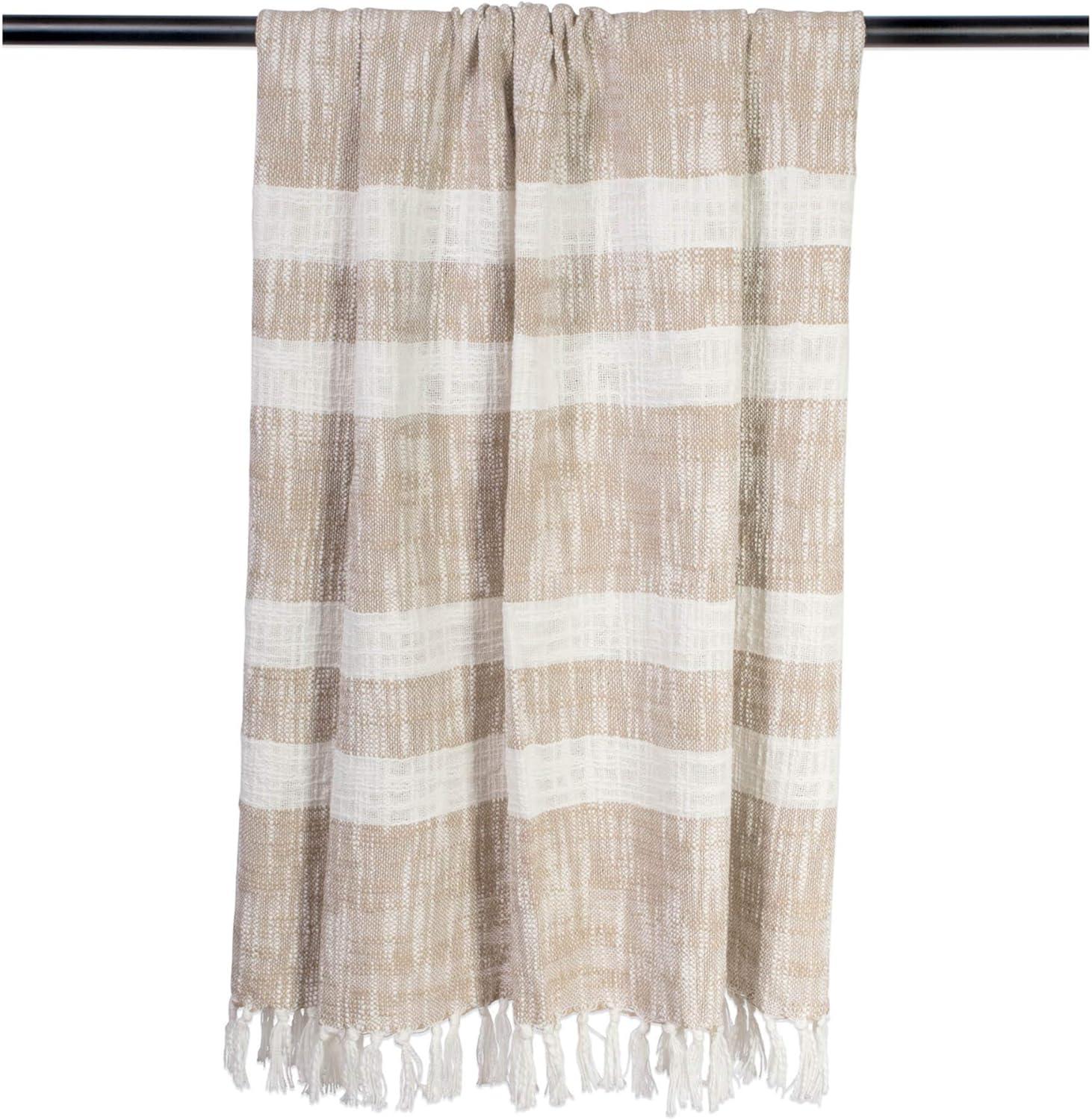 50"x60" Slub Striped Faux Shearling Throw Blanket - Design Imports