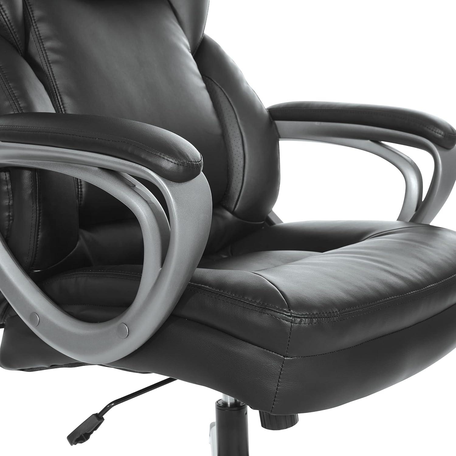 Executive Black Bonded Leather Chair with Titanium Coated Nylon Base