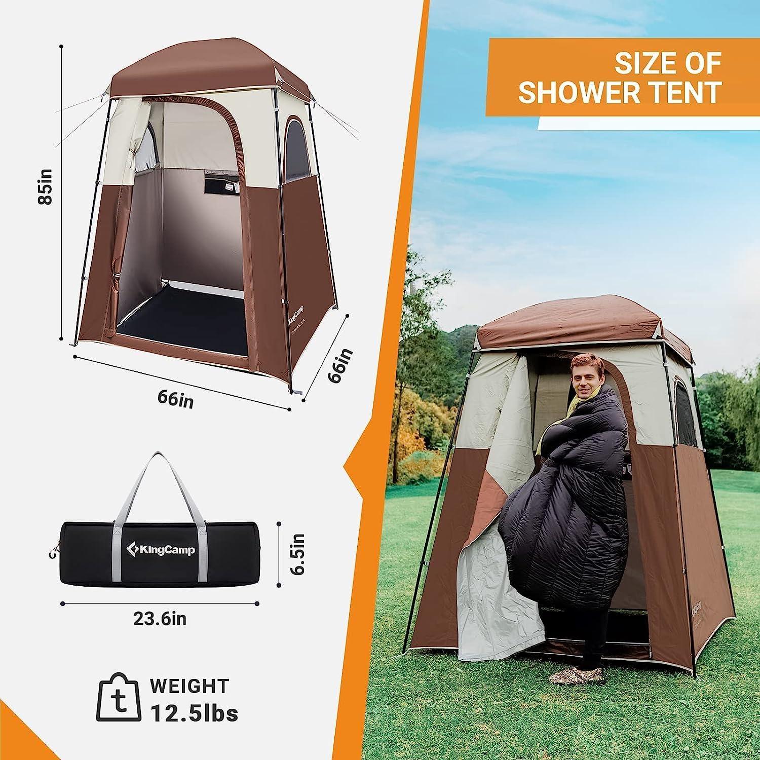 KingCamp Shower Tent, Portable Camping Bathroom Tent with 5 Gallon Solar Heated Bag, Outdoor Privacy Changing Room Tent, Privacy Shelter for Toilet, Dressing Outdoor Camping, Hiking