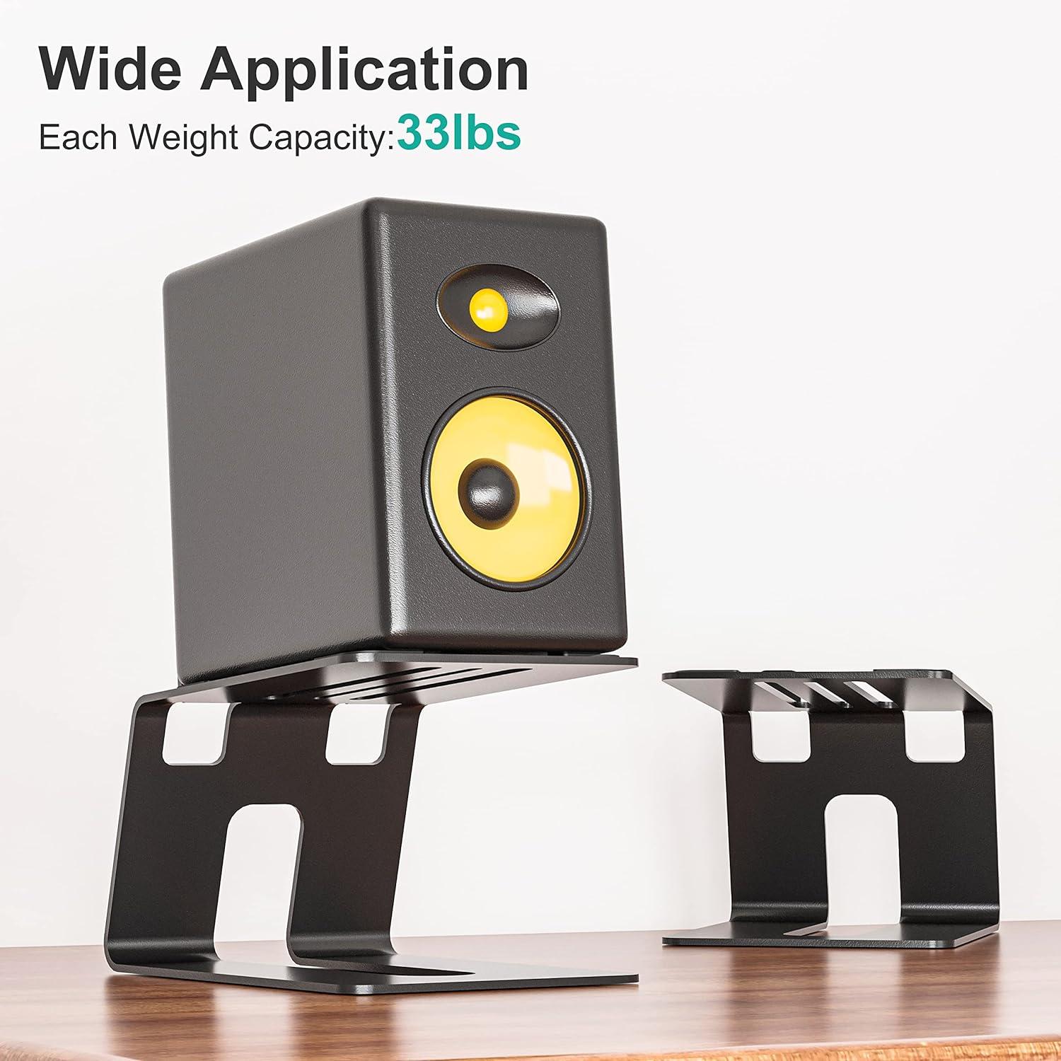 Black Metal Desktop Speaker Stand with Vibration Absorption Pad