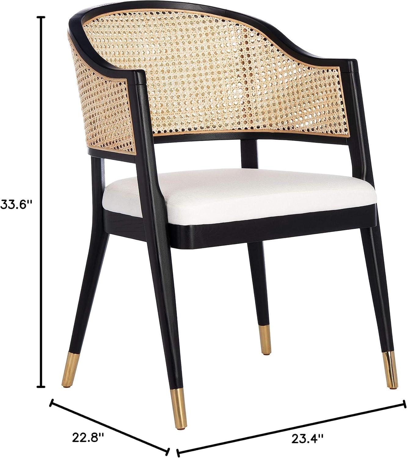 Black and Natural Rattan Cane Side Chair