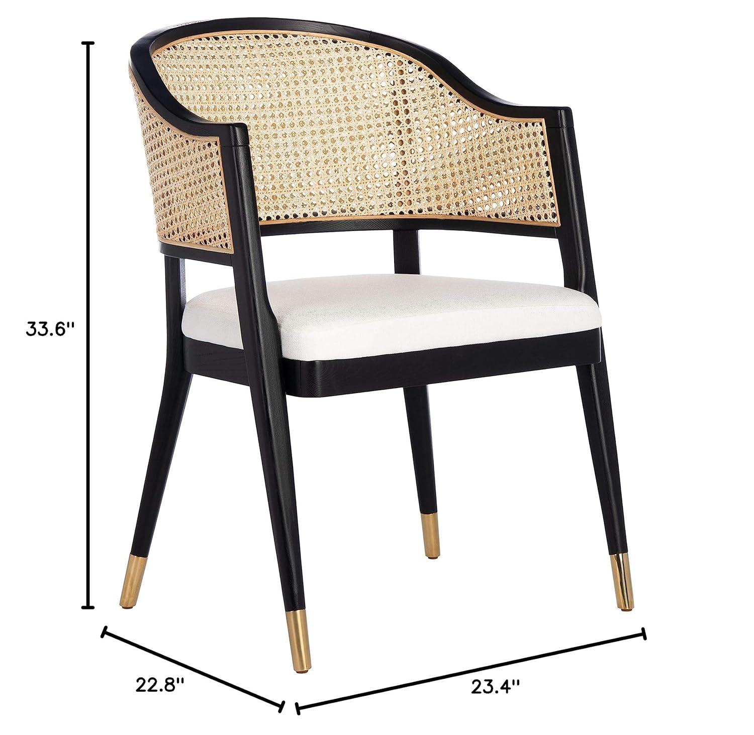 SAFAVIEH Couture Rogue Mid-Century Linen Solid Dining Chair, Black/Natural
