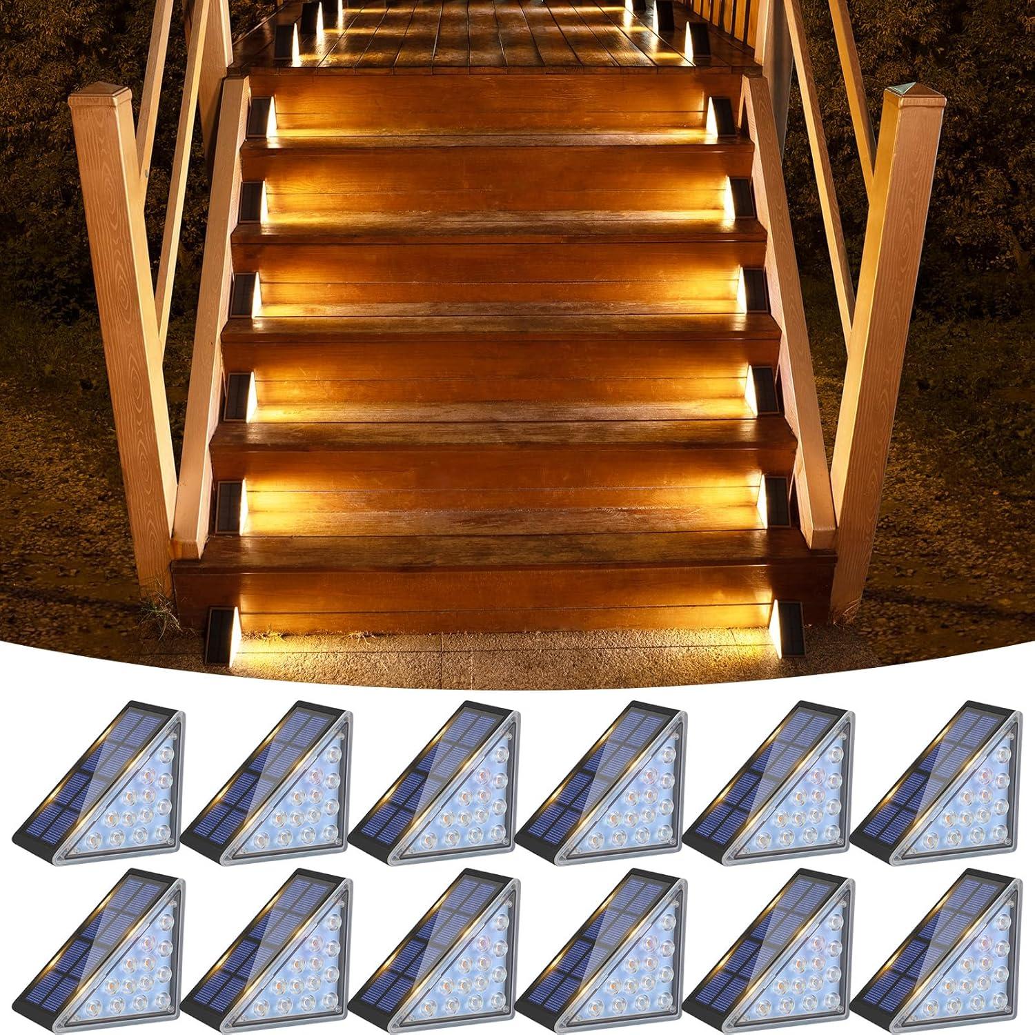 Black Solar LED Stair Lights Multipack with ABS Housing