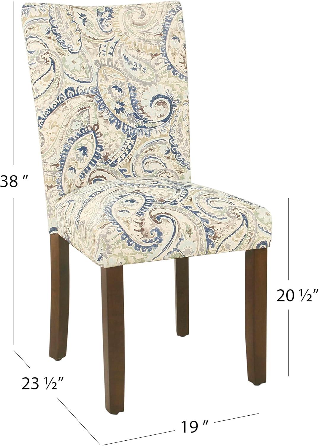 Set of 2 Parson Dining Chair Blue Velvet Paisley Print - HomePop: Upholstered, Foam-Filled, Hardwood Frame