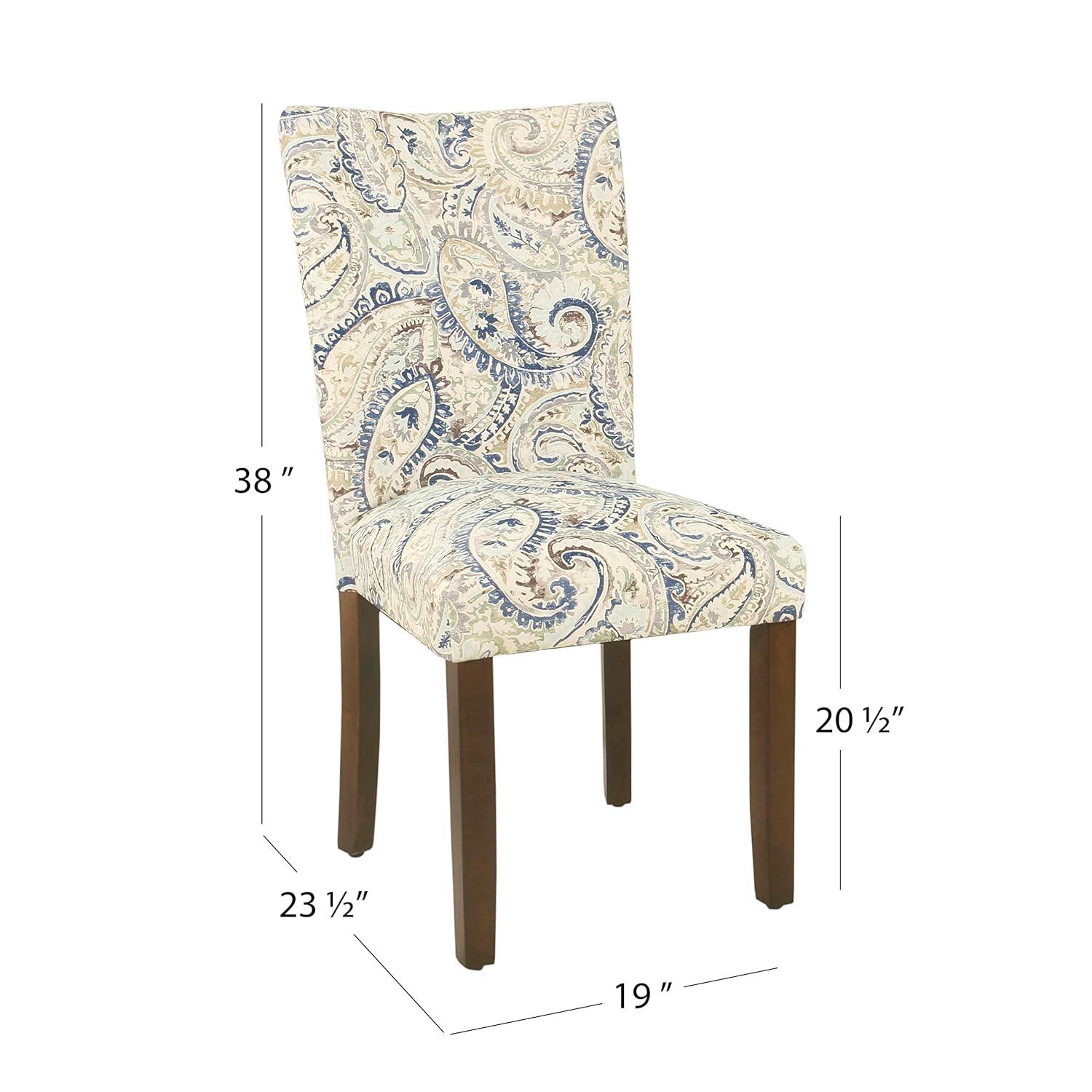 Set of 2 Parson Dining Chair Blue Velvet Paisley Print - HomePop: Upholstered, Foam-Filled, Hardwood Frame