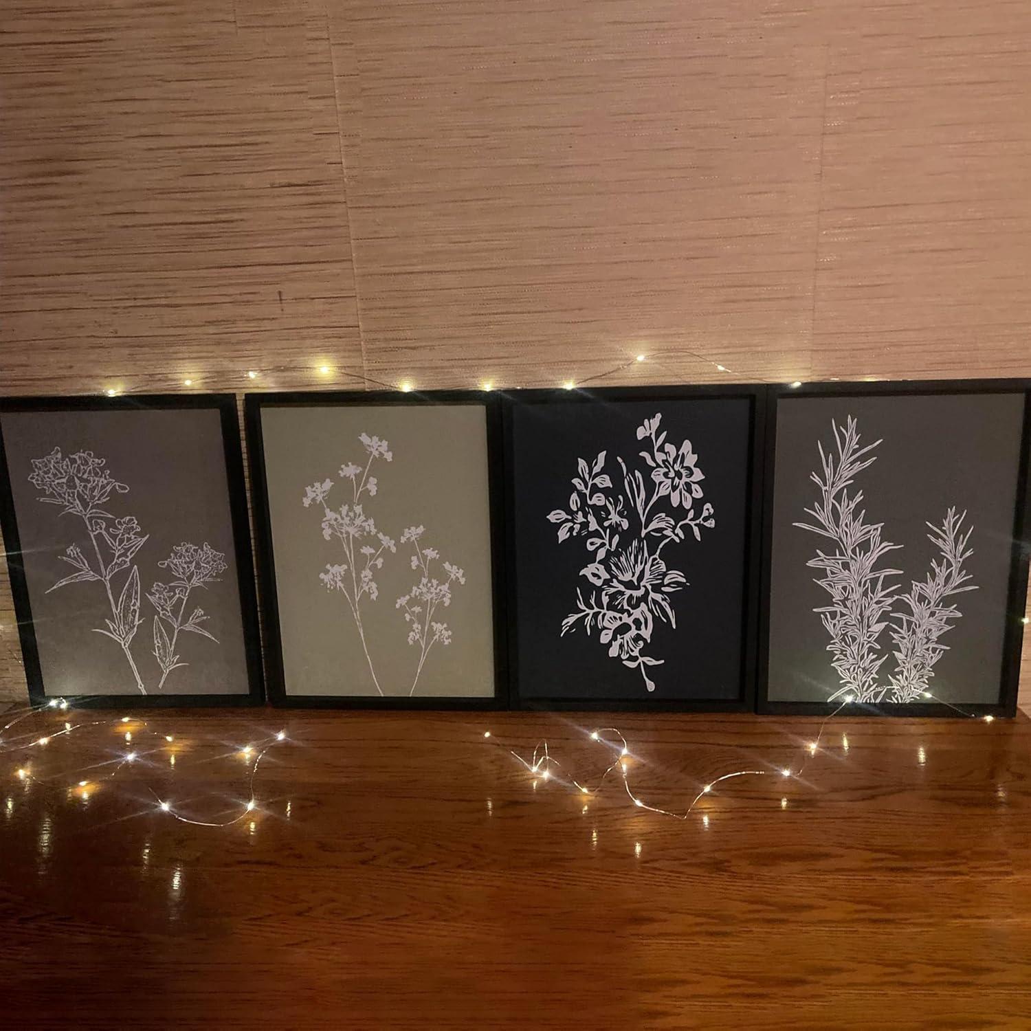 Haus and Hues Floral Wall Art - Set of 4 Plant Posters for Wall Vintage, Botanical Prints, Flower Pictures for Room Aesthetic, Vintage Art Prints, Flower Wall Art (11x14, Unframed)