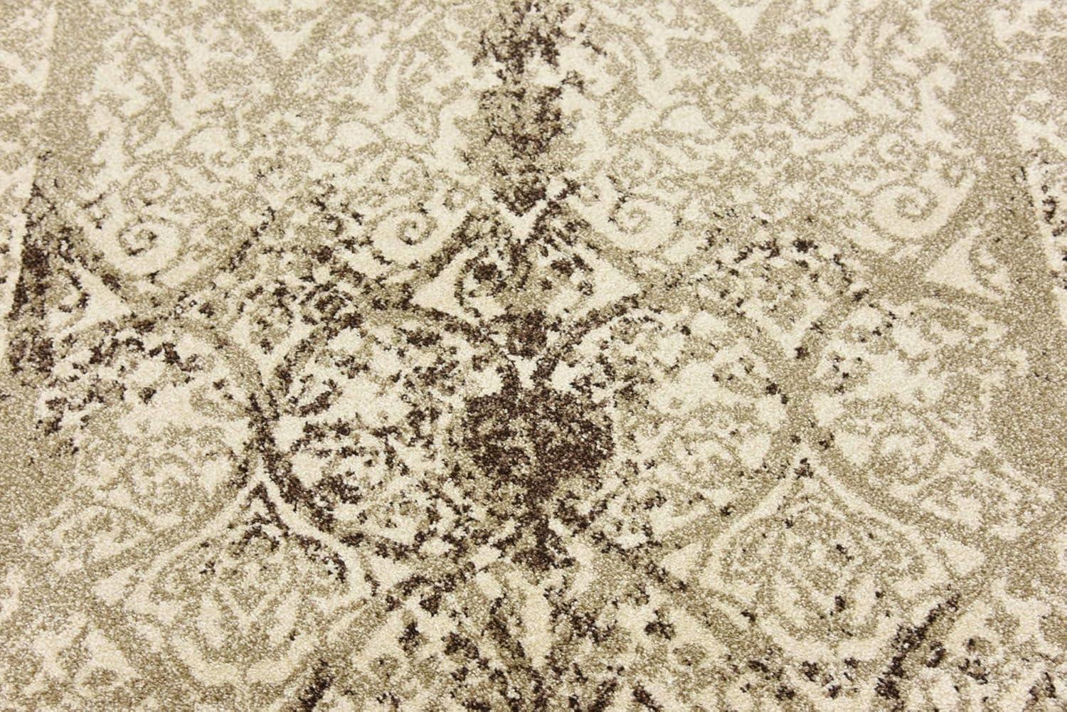 Beige Floral Elegance 4' x 6' Reversible Synthetic Area Rug