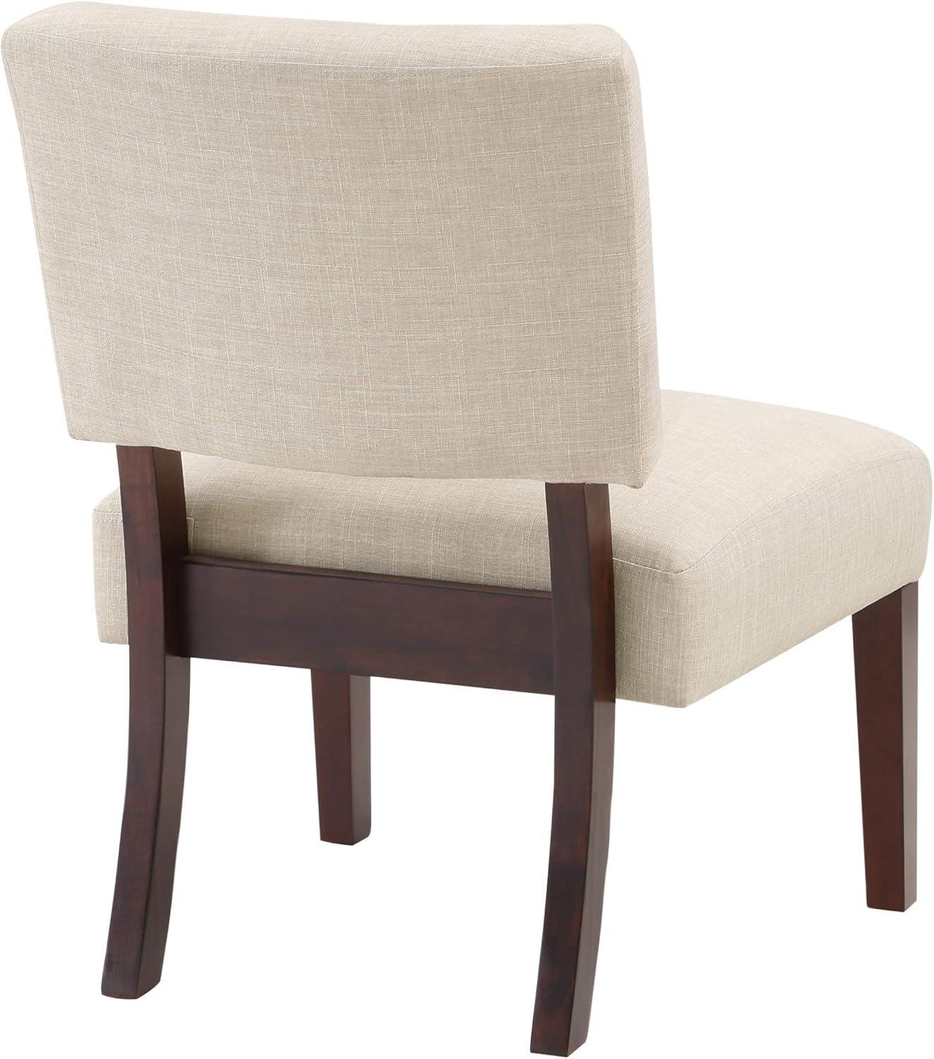 Jasmine Cream Fabric Side Chair with Espresso Wood Legs