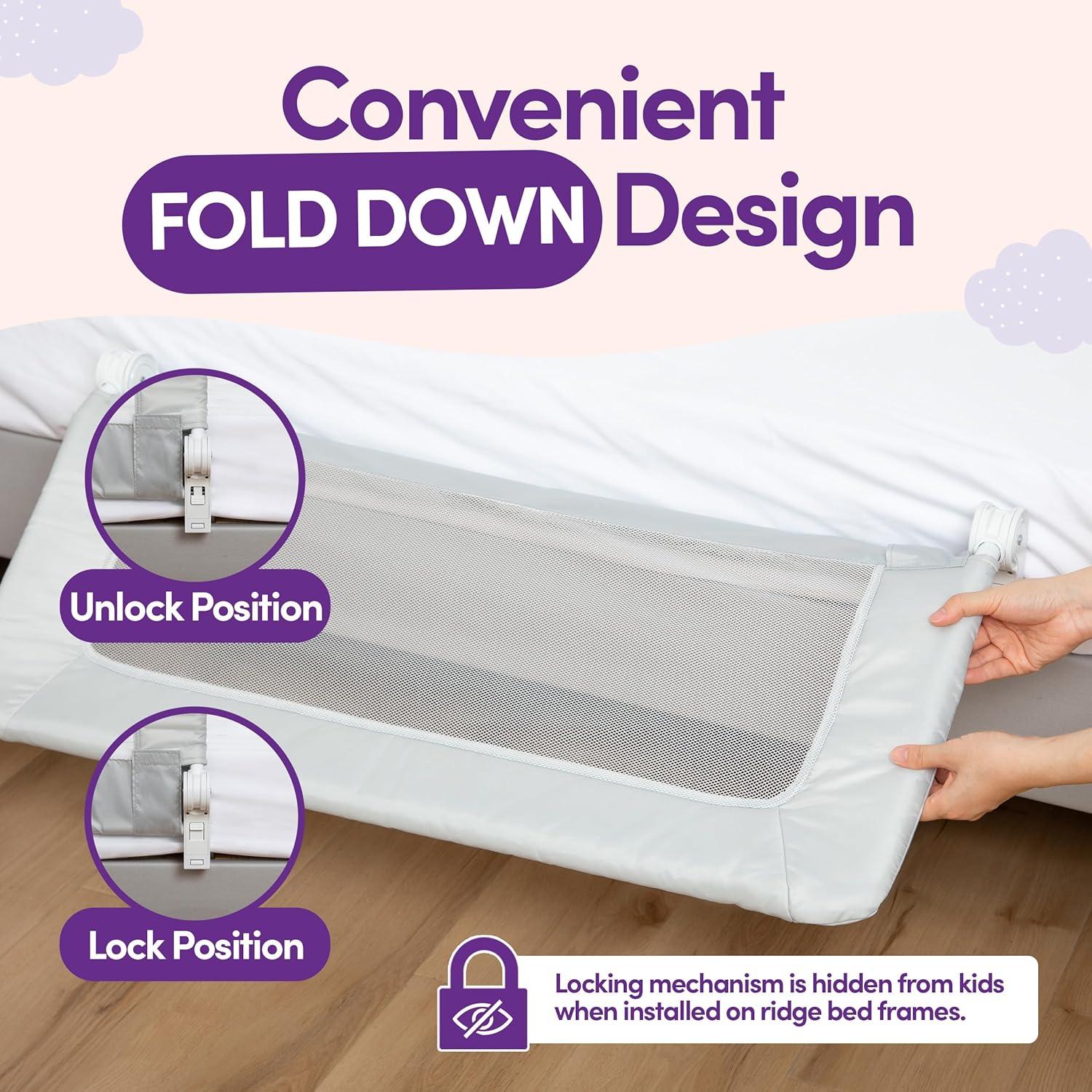Toddler Bed Rail Guard – Gray Regular Version (35.5" x 19.5") 1/ Pack