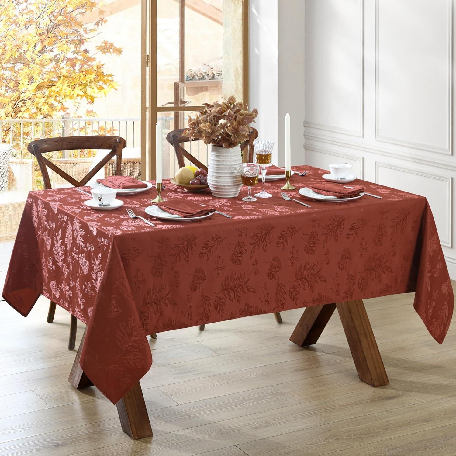 Spice Red Jacquard Damask 60" x 120" Tablecloth