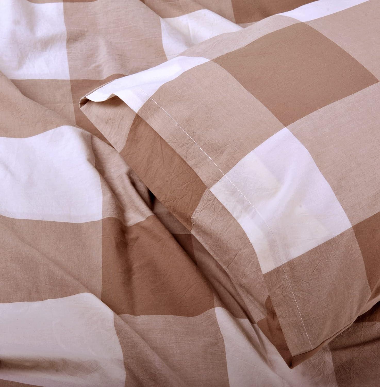 Home Soft Things Gingham Flannel Plaid Duvet Cover Set