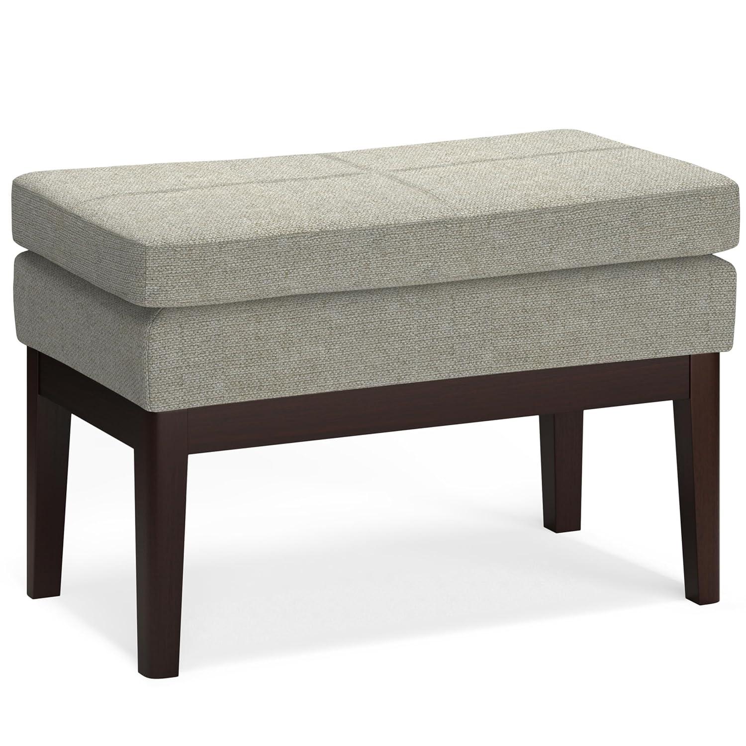 Simpli Home Carlson Small Mid-Century Ottoman Bench with Upholstered Seat
