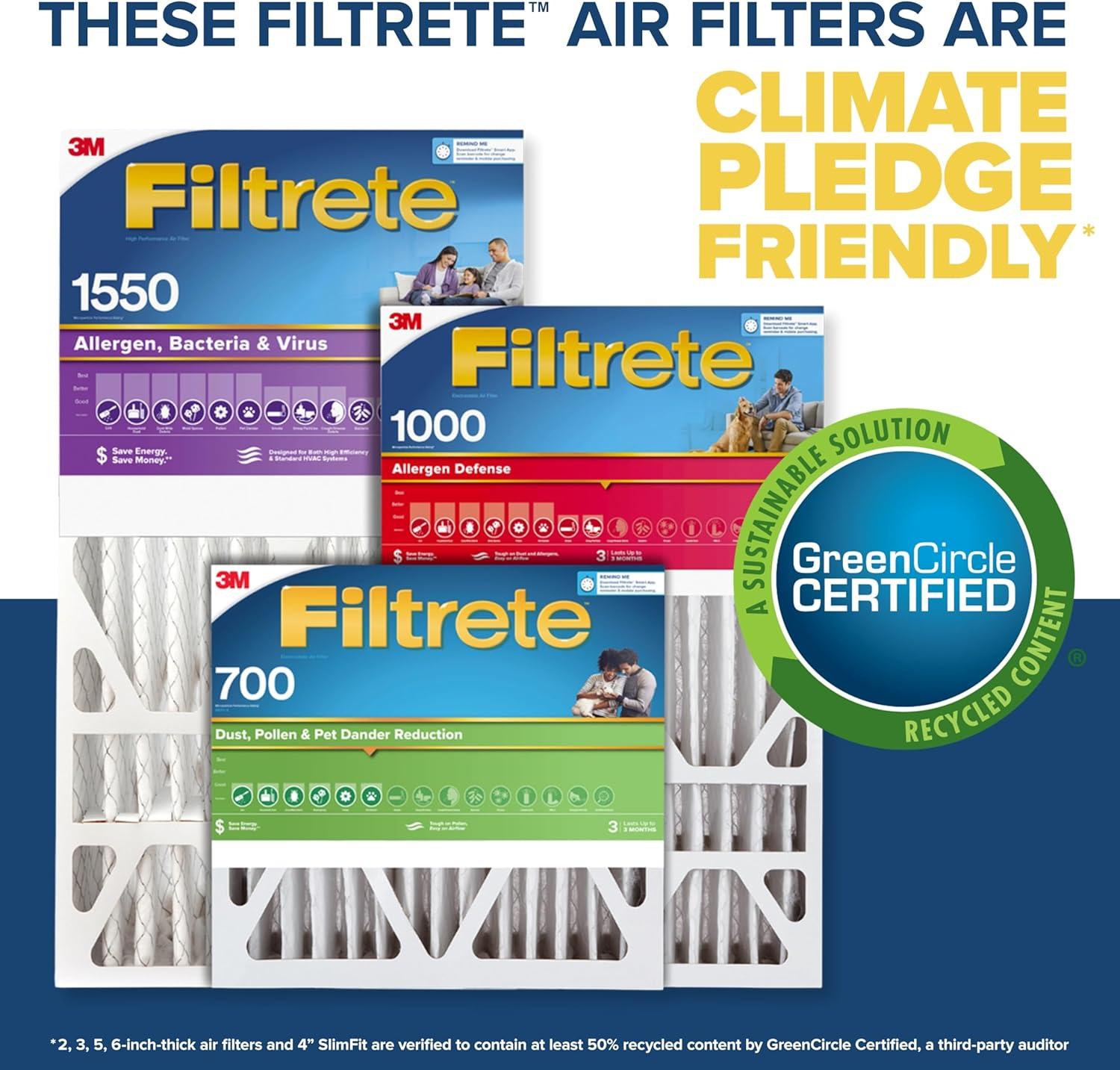 3M Filtrate Ultra Allergen Reduction Filter Slim Fit 20"X 25" X4" 2-Pack (NEW)