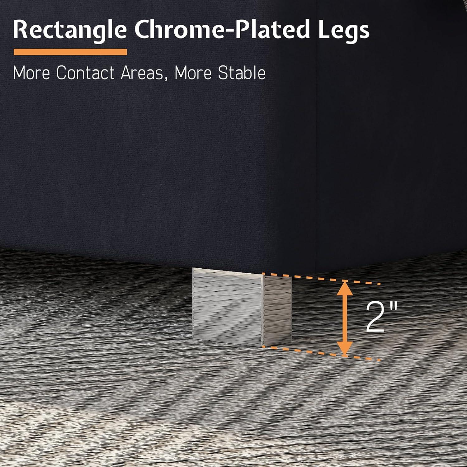 Merluxy King Size Bed Frame with 58" Tall Headboard, Velvet Upholstered Platform Bed with Channel Tufted Wingback Headboard and Plating Trim, Cream