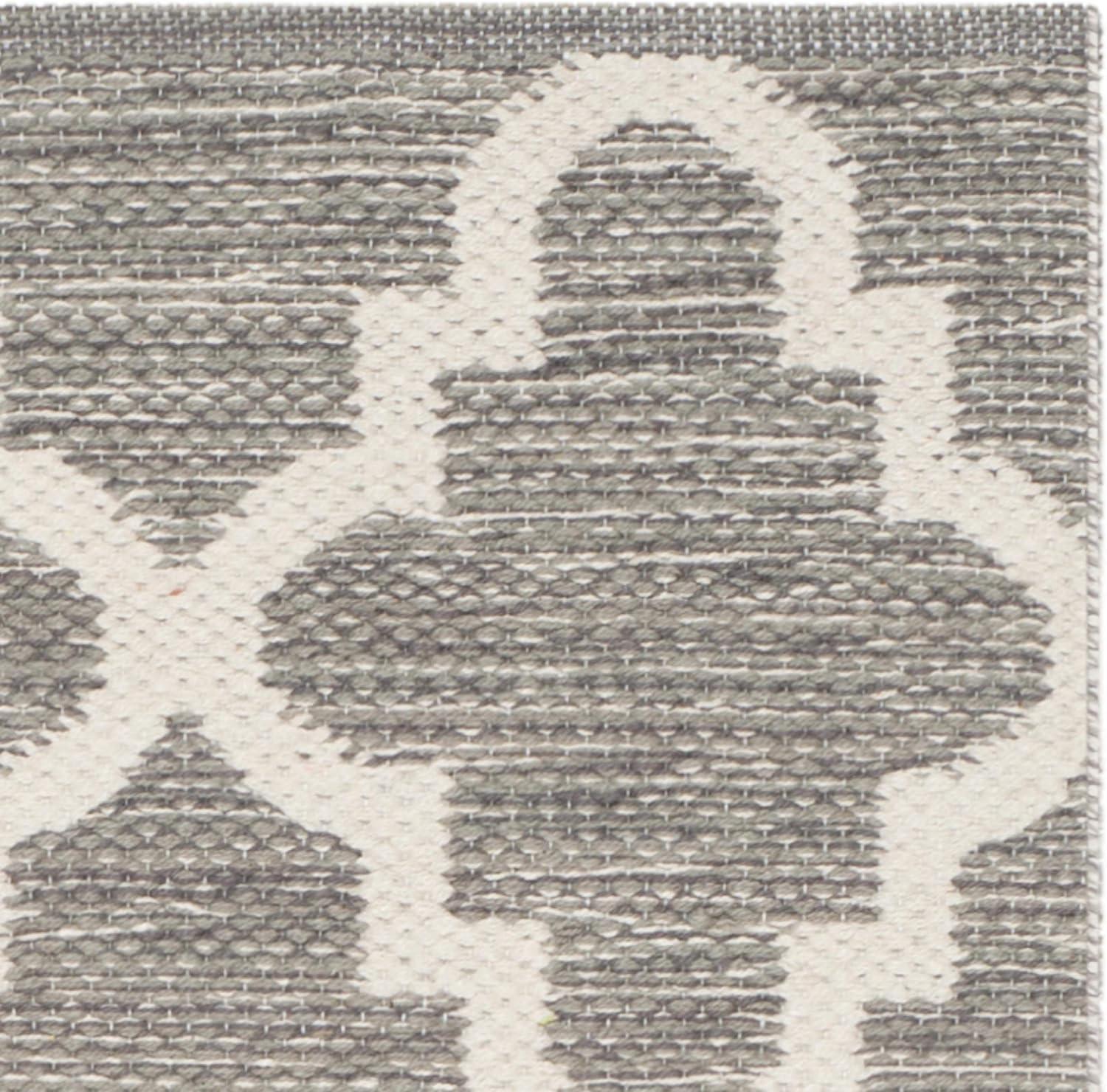 Grey and Ivory Flat Woven Wool Cotton Area Rug