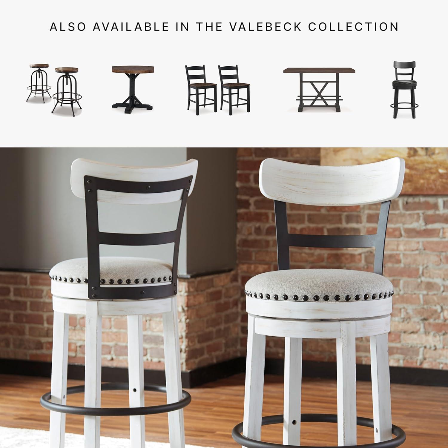 Gracie Oaks Design by Ashley Valebeck Modern Swivel Counter Height Barstool, Whitewash