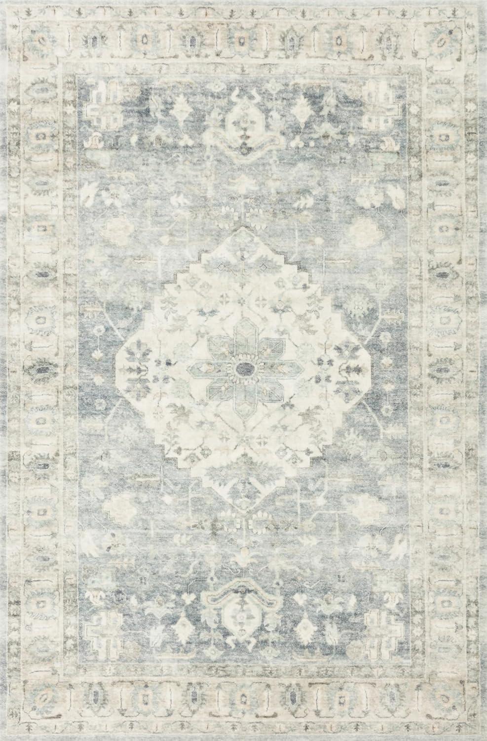 Denim Blue 5' x 7'6" Stain-Resistant Synthetic Area Rug