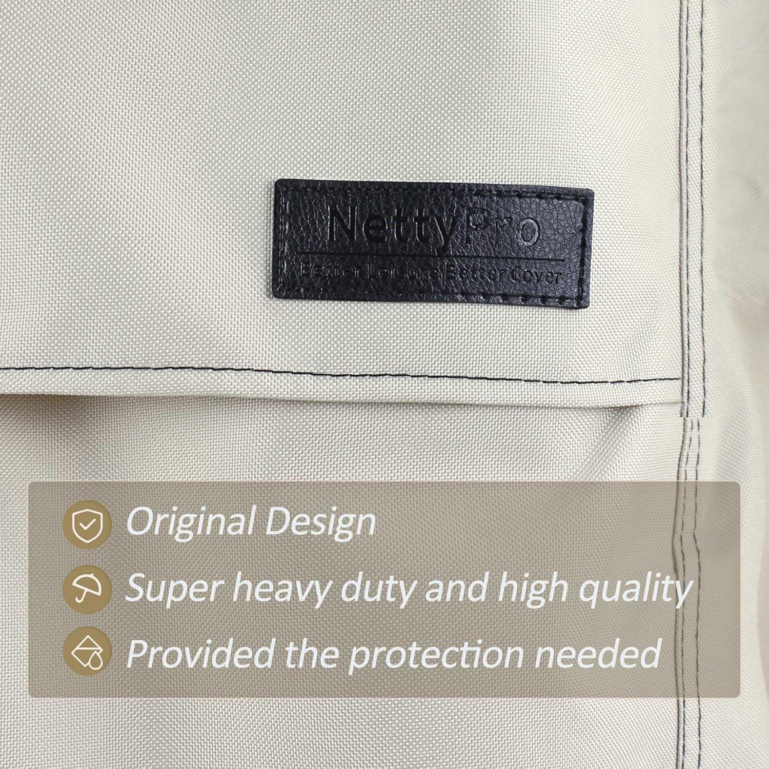 NettyPro Fire Table Cover Rectangle 58 inch Waterproof Heavy Duty Patio Firepit Cover Rectangular for Outdoor Gas Propane Fire Pit, Beige