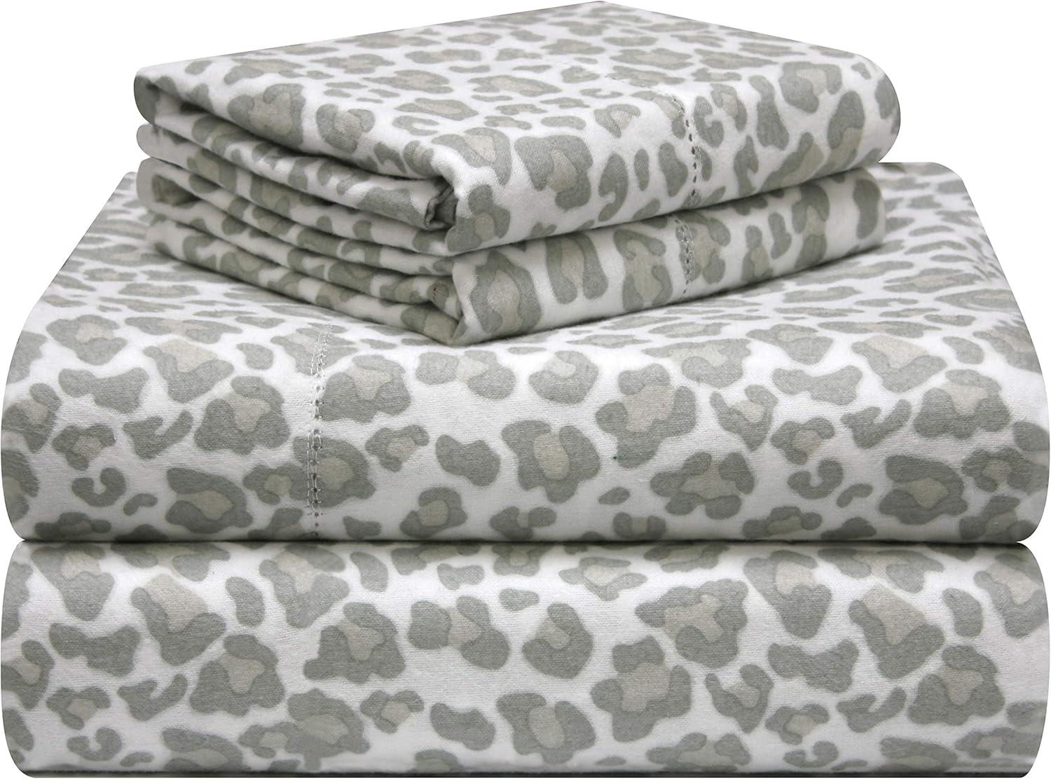 Pointehaven Flannel Animal Print Sheet Set