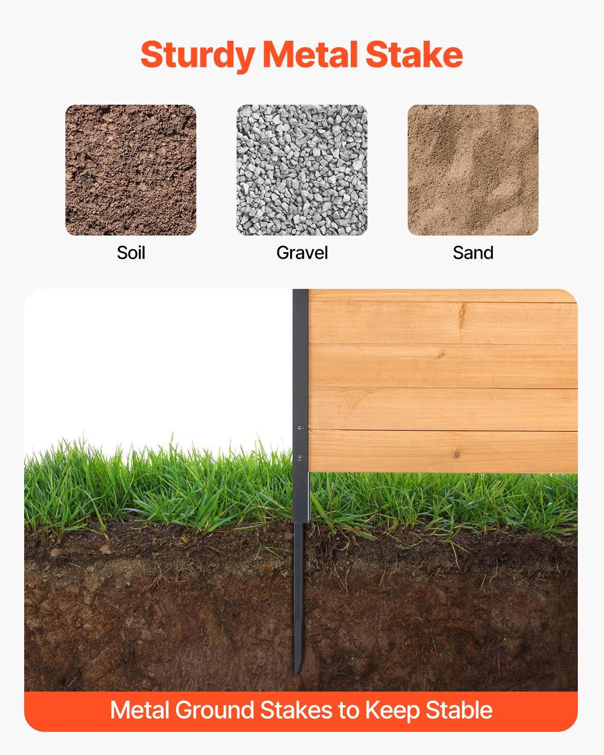 VEVOR Wood Privacy Fence, 38" W x 42" L, 2 Panel Solid Air Conditioner Fence Screen, Pool Equipment Enclosure with Metal Stakes, Easy DIY Installation, Outdoor Trash Can Hider for Garden Decoration