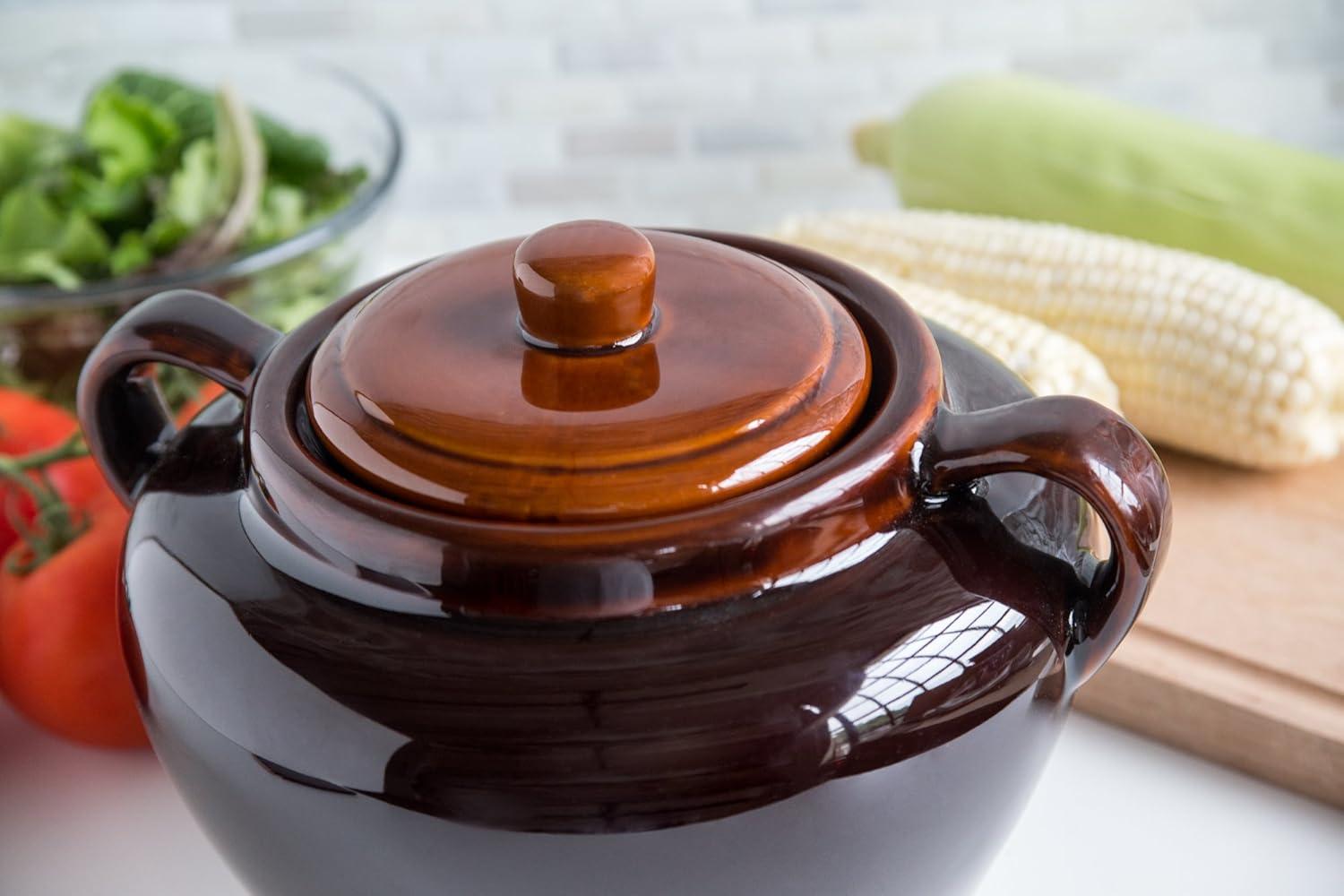 Fox Run Bean Pot with Lid, Stoneware, 3.5-Quart