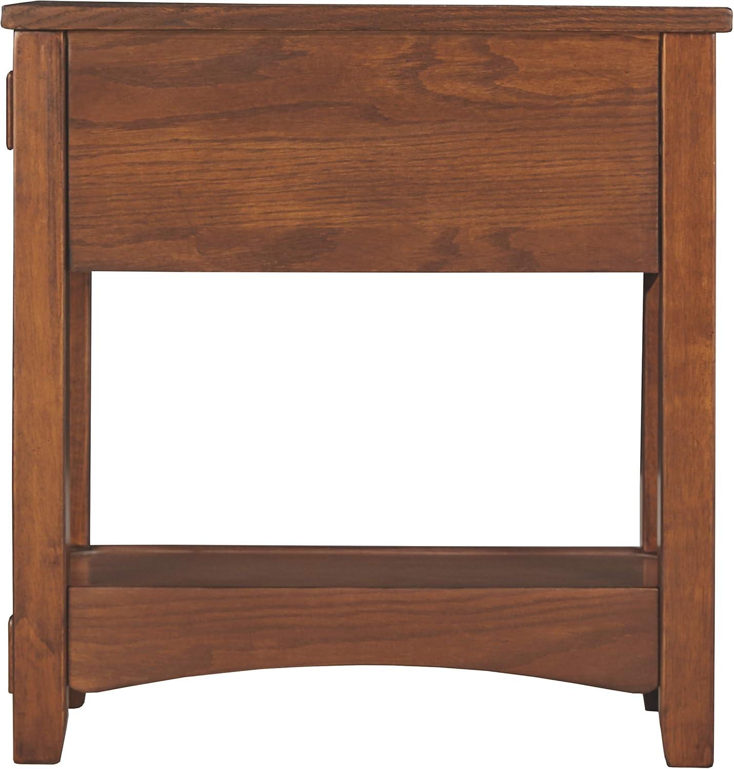 Mission Style 1-Drawer End Table Nightstand in Brown Wood Finish