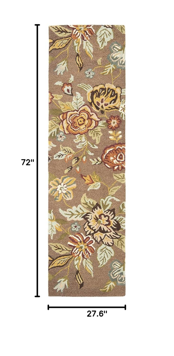 Blossom BLM920 Hand Hooked Runner Rug - Brown/Multi - 2'3"x6' - Safavieh.