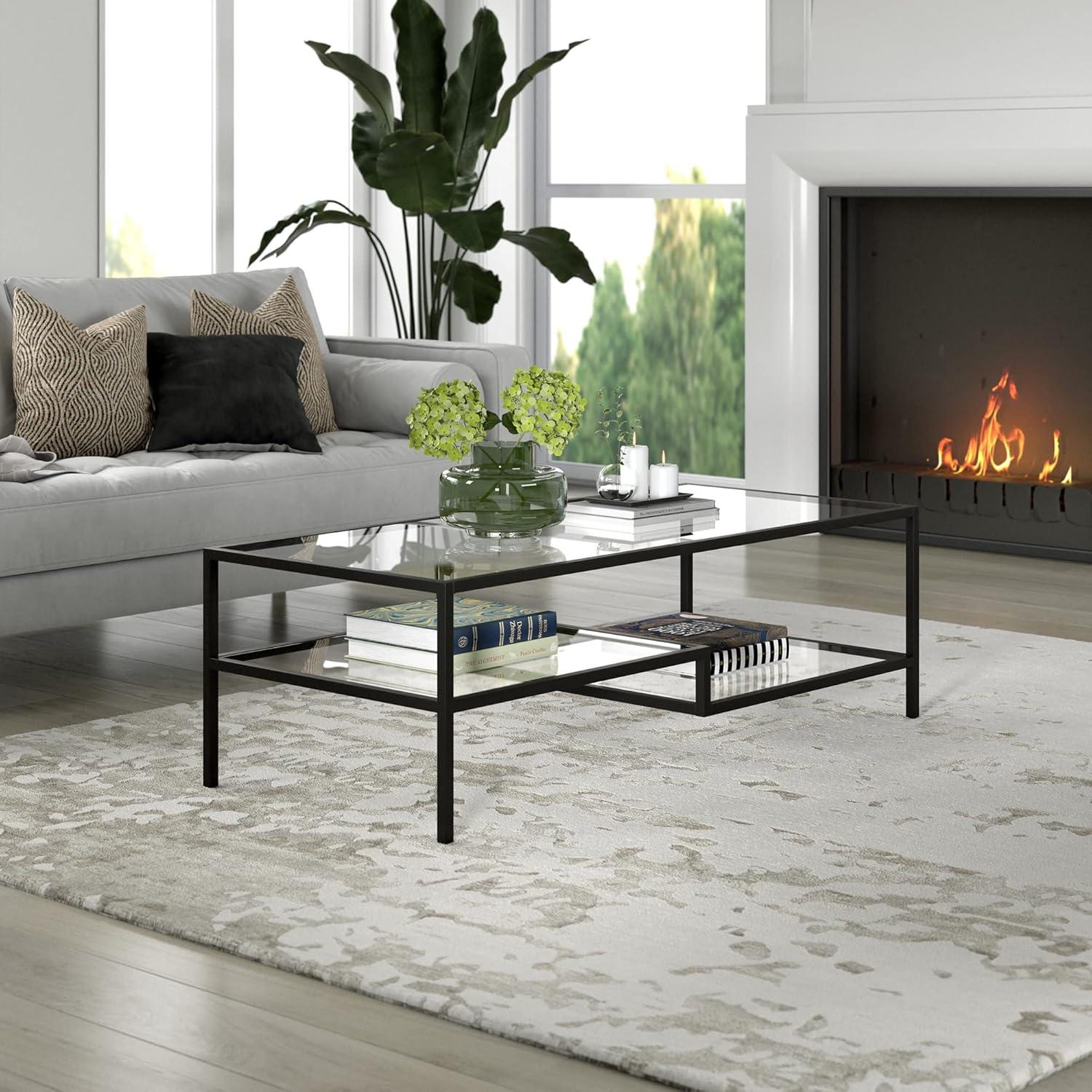 Lovett 54" Blackened Bronze Rectangular Metal Coffee Table