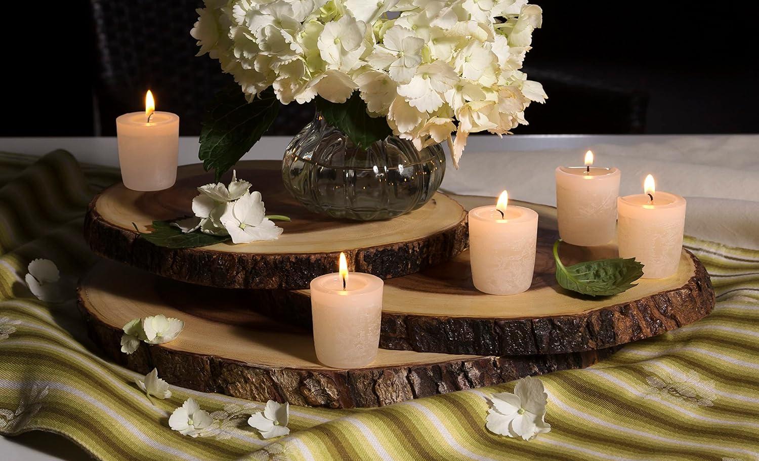 Rustic Acacia Wood Slab Serving Board Set with Live Edge Bark